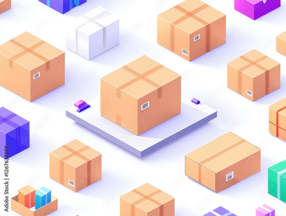 Collection of colorful boxes stacked together in various shapes and sizes on a white background Collection of colorful boxes stacked together in various shapes and sizes on a white background