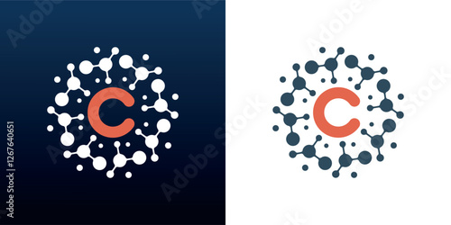 Modern C Logo Design Abstract Connection Icon. Vector Illustration