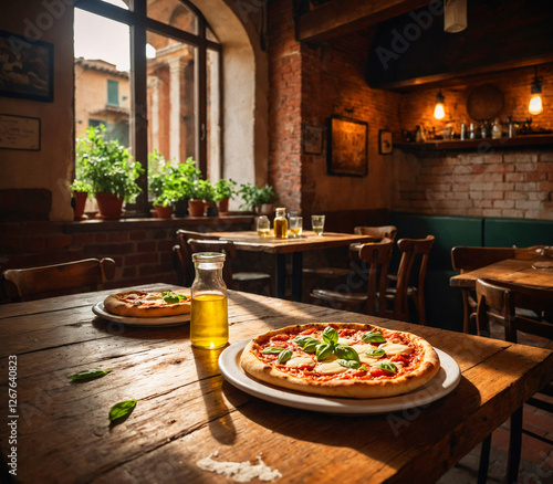 pizza in a restaurant