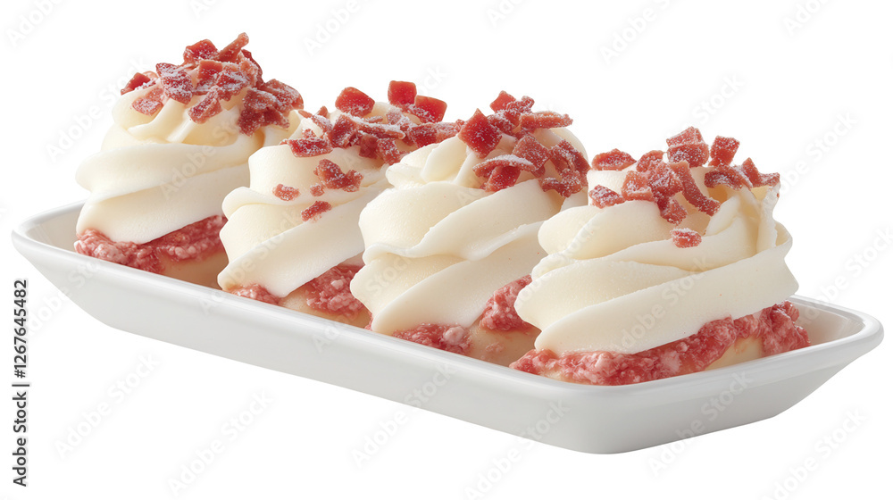 Delicious dessert treats bakery display food bright lighting close-up transparent background Delicious dessert treats bakery display food bright lighting close-up transparent background
