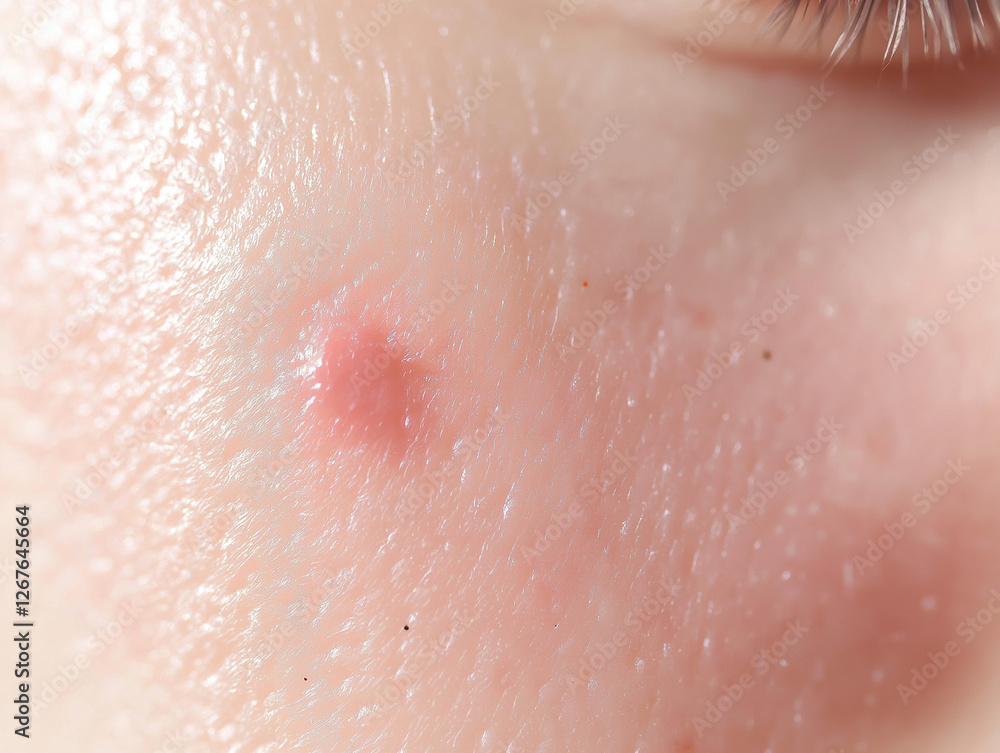 Close-up of red mosquito bite on human skin. Close-up of red mosquito bite on human skin.