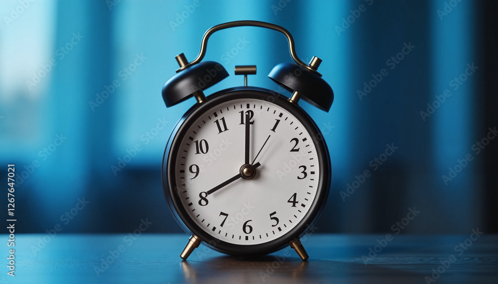 Classic alarm clock showing early morning hours with soft light, tranquility Classic alarm clock showing early morning hours with soft light, tranquility