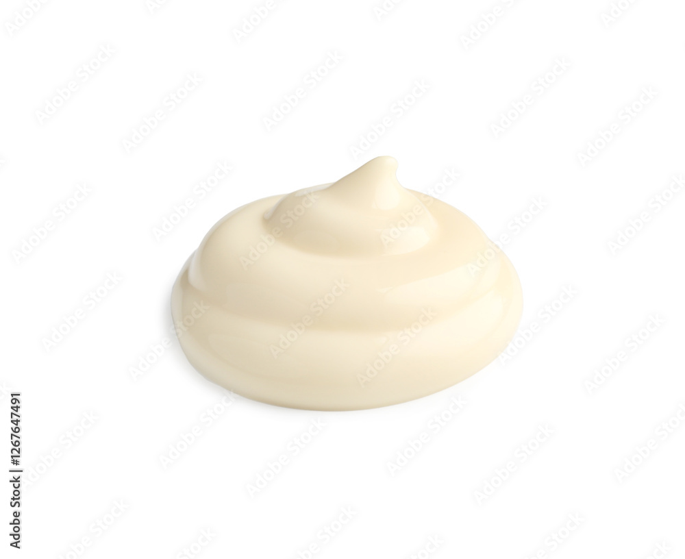 Sample of delicious mayonnaise isolated on white Sample of delicious mayonnaise isolated on white