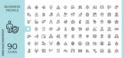 Set of Office Staff line icons. Contains such icons as corporate, man, career, group, person, communication, hand and more. Thin icon design. Editable vector stroke.