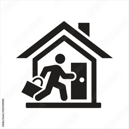 Home delivery icon. Online shopping. Leaving home icon