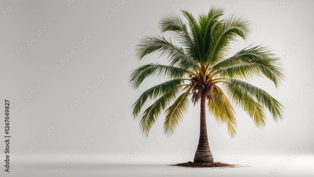 Fototapeta premium Tropical Coconut Tree Isolated on Bright White Background Ideal for Nature and Vacation Themes