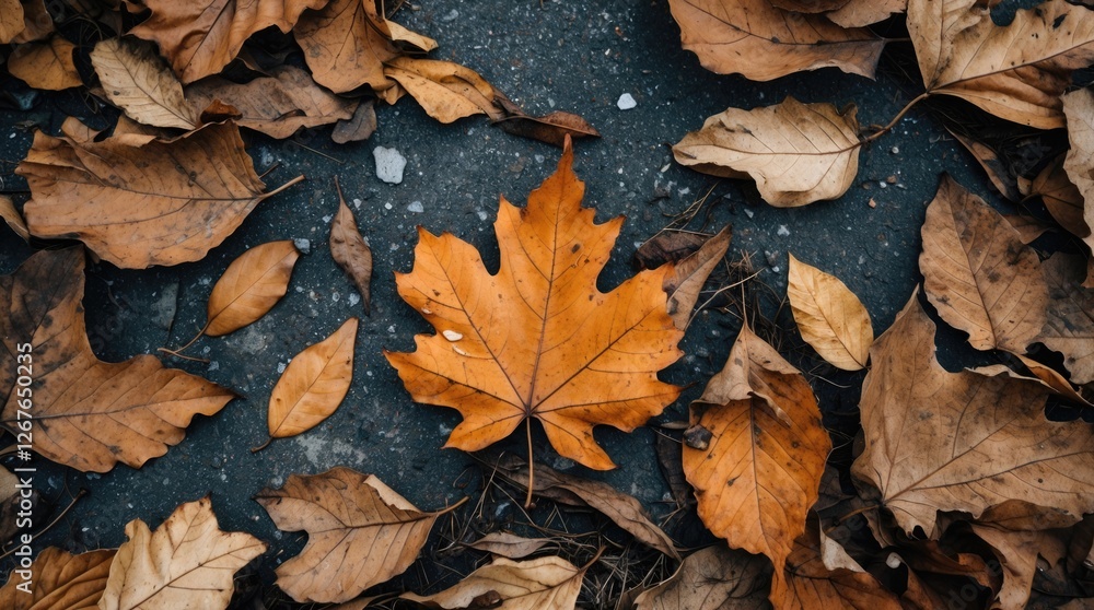 Colorful dried leaves scattered on the ground in autumn showcasing textures and patterns in a natural setting. Colorful dried leaves scattered on the ground in autumn showcasing textures and patterns in a natural setting.