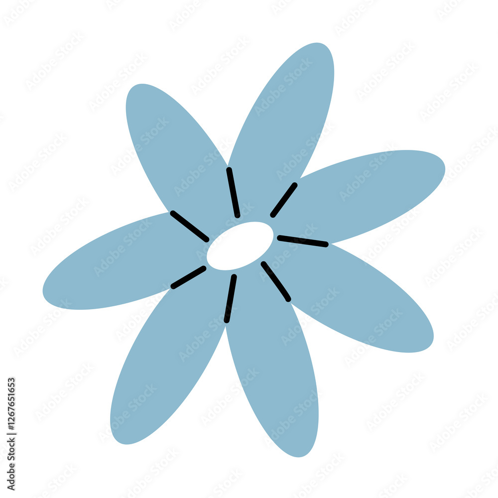 Cute blue flower isolated on white background. flat illustration. Cute blue flower isolated on white background. flat illustration.