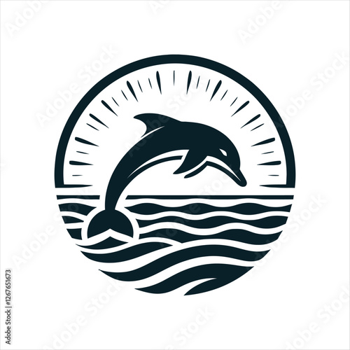 dolphin silhouette vector clip art logo design