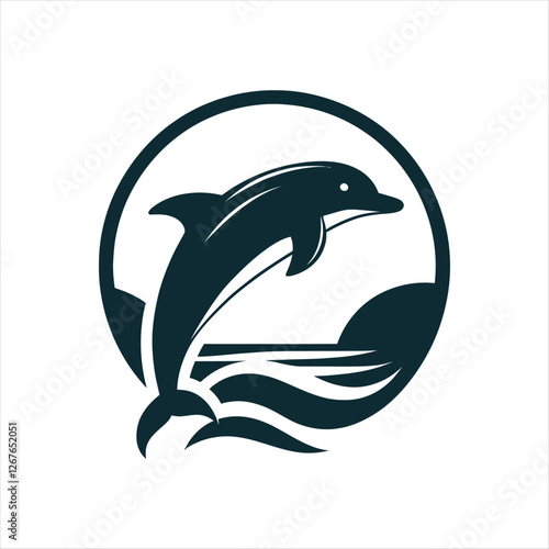 dolphin silhouette vector clip art logo design
