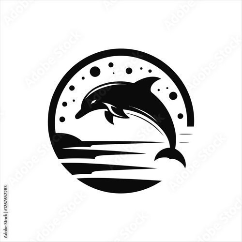 dolphin silhouette vector clip art logo design