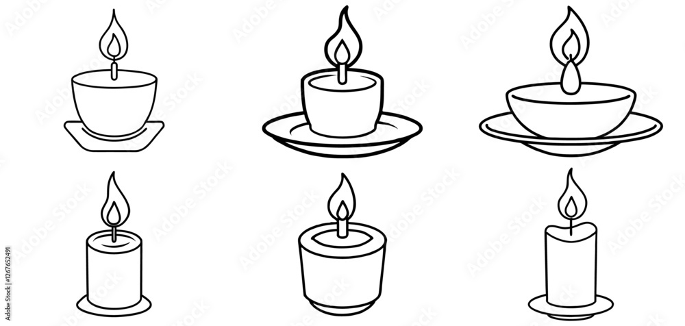 Fototapeta premium candle Outline Coloring Page Printable Line Art Drawing 