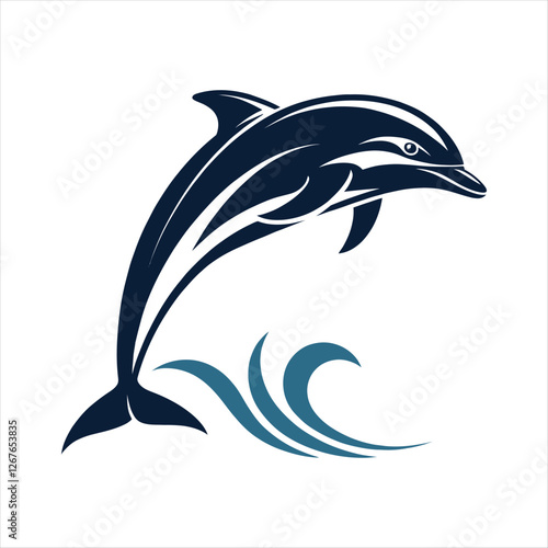 dolphin silhouette vector clip art logo design