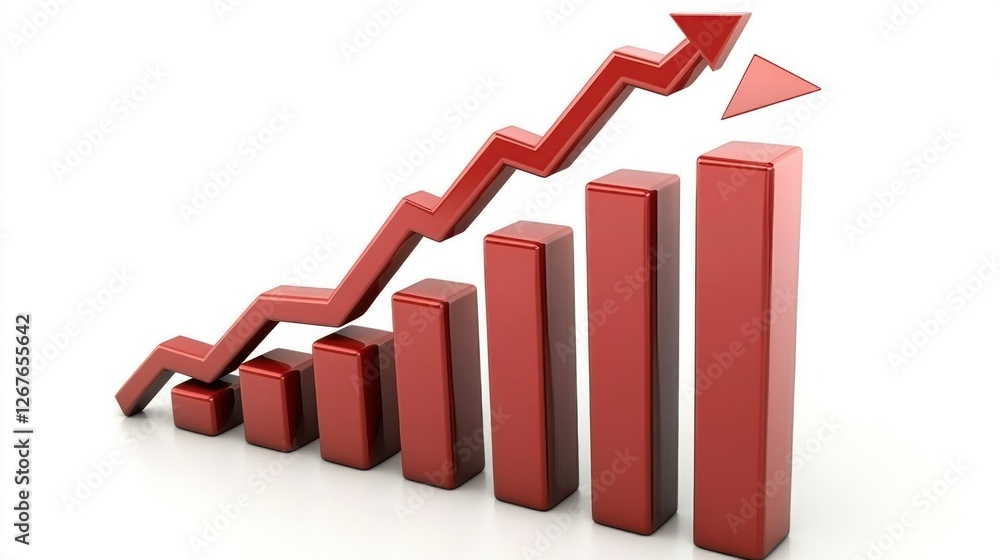 Upward Trend: Illustrative 3D Bar Graph Showing Exponential Growth and Success Upward Trend: Illustrative 3D Bar Graph Showing Exponential Growth and Success