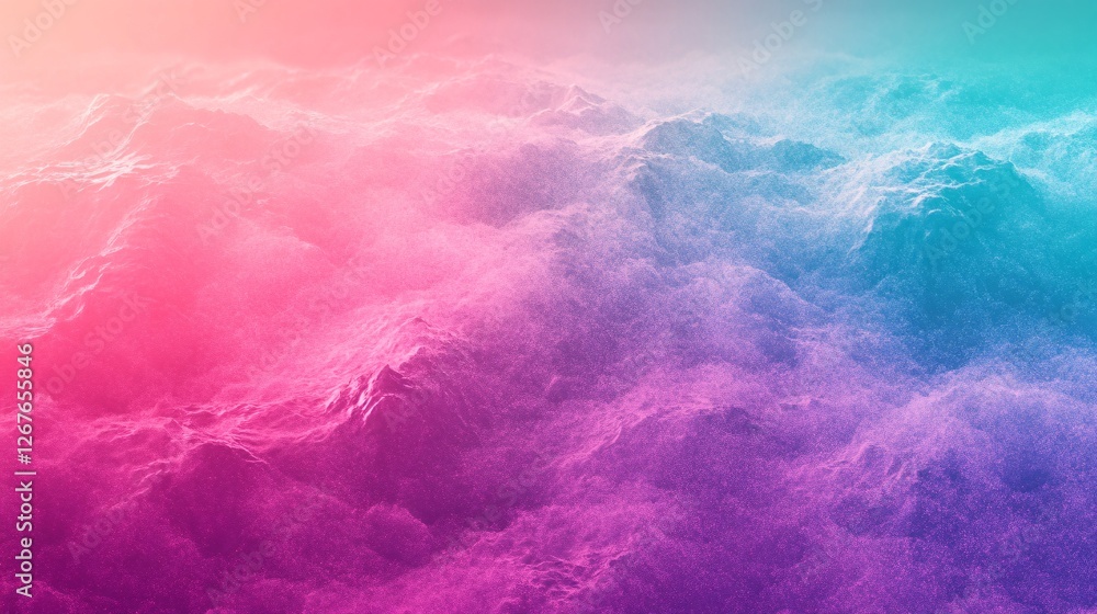 Obraz premium Abstract gradient waves blend pink, purple, and blue hues, creating a dreamy and ethereal atmosphere.