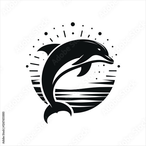 dolphin silhouette vector clip art logo design