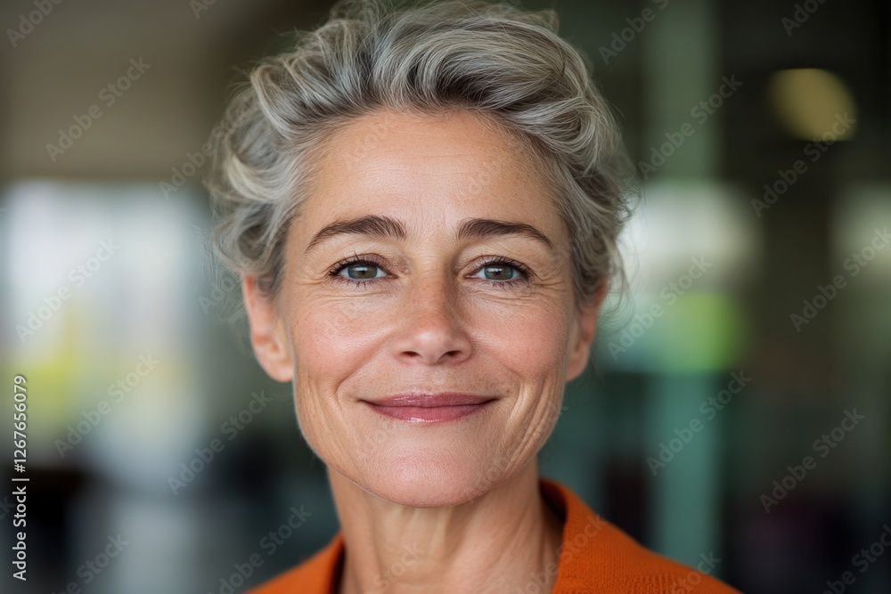 close-up of a Smiling Mature Woman's Face close-up of a Smiling Mature Woman's Face