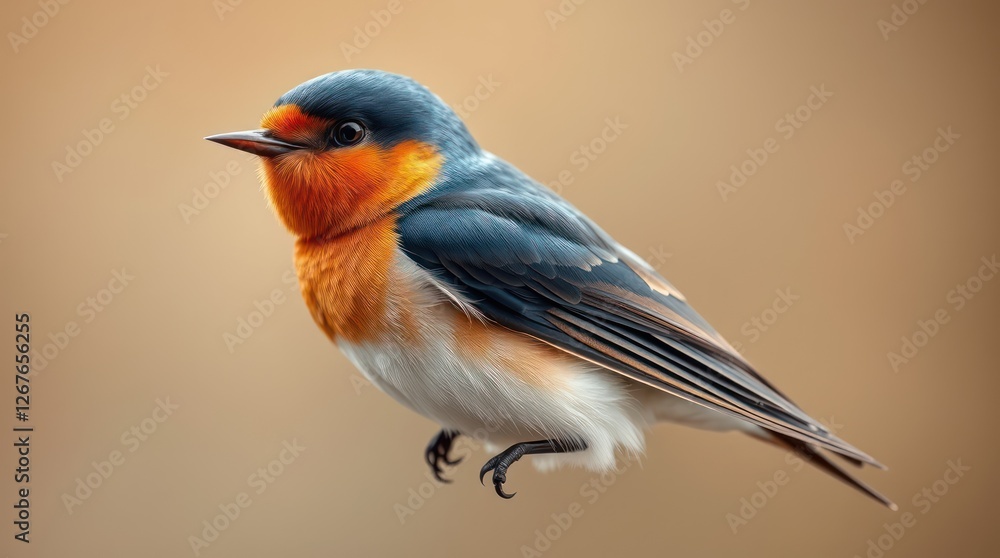 A swallow bird flutters with elegance, displaying its striking orange and blue plumage. This moment captures the essence of freedom and vitality in nature during spring A swallow bird flutters with elegance, displaying its striking orange and blue plumage. This moment captures the essence of freedom and vitality in nature during spring