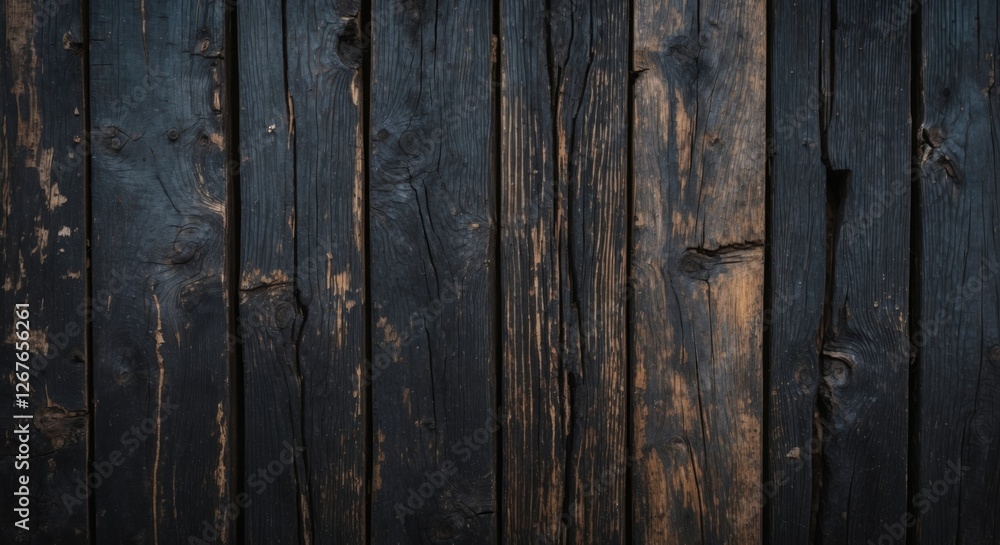 Fototapeta premium Weathered dark wooden planks background with rough texture and subtle highlights ideal for rustic design and decor projects.