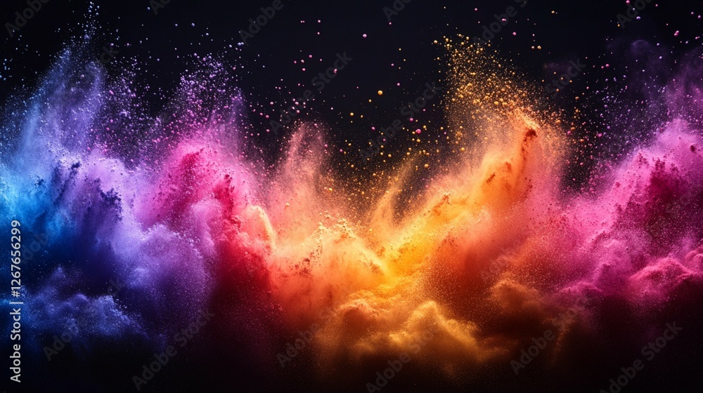 Naklejka premium Colorful Powder on a Monotone Background for Holi Festival, India