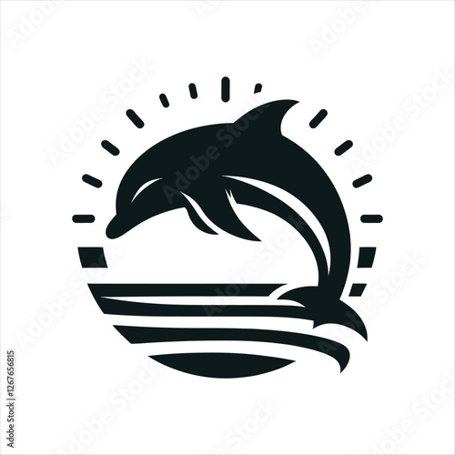 dolphin silhouette vector clip art logo design