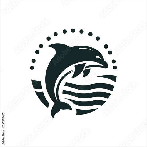 dolphin silhouette vector clip art logo design
