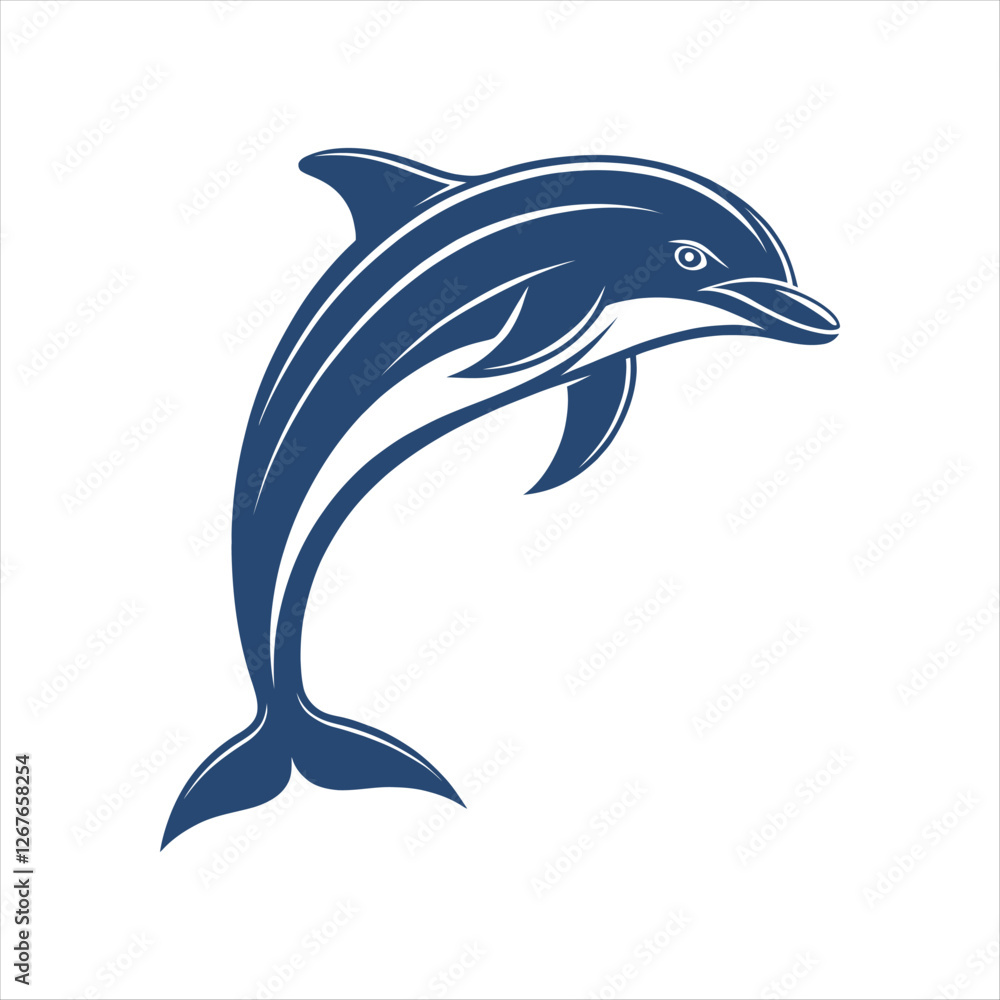 Fototapeta premium dolphin silhouette vector clip art logo design