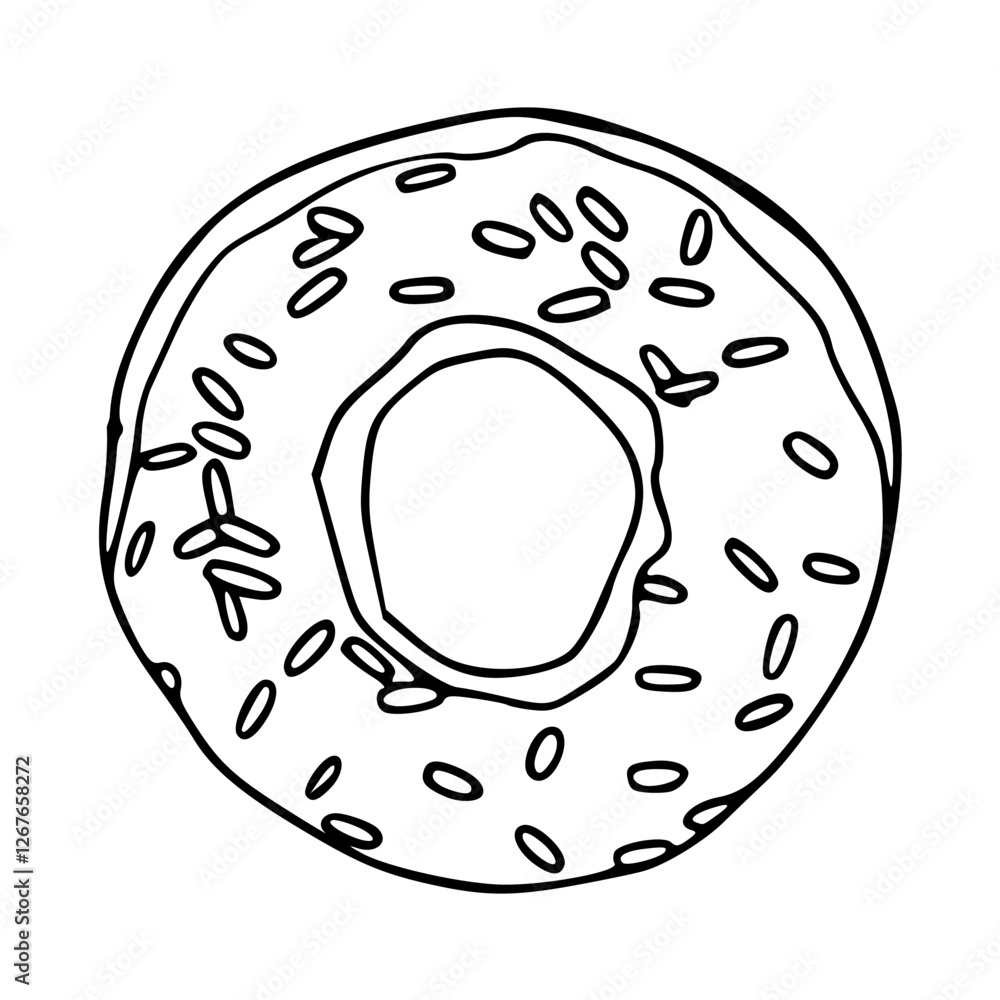 a black and white drawing of a donut with sprinkles for coloring pages a black and white drawing of a donut with sprinkles for coloring pages