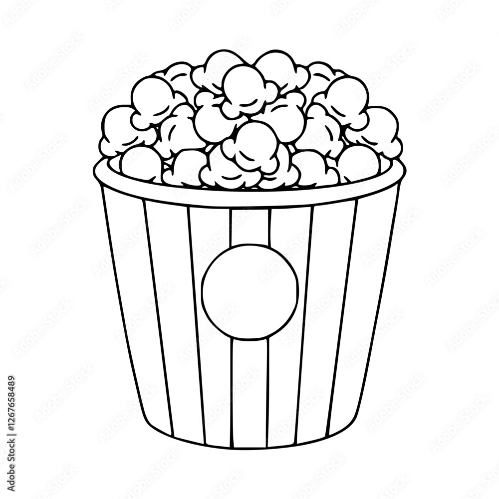 a black and white drawing of a popcorn bucket for coloring pages a black and white drawing of a popcorn bucket for coloring pages