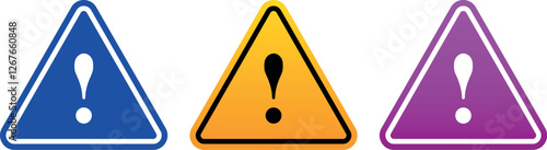  Caution warning sign. Warning icon. stop icon.  forbidding icon. Futuristic exclamation mark in a triangle shape.