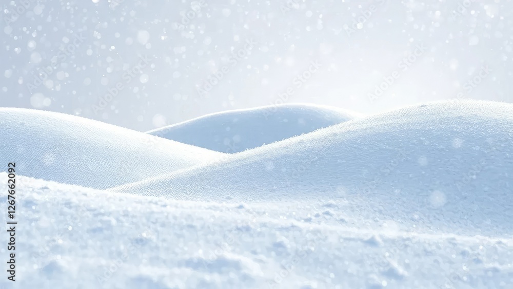 Sparkling snow-covered hills on a silver white glitter background, sparkly background, festive background Sparkling snow-covered hills on a silver white glitter background, sparkly background, festive background