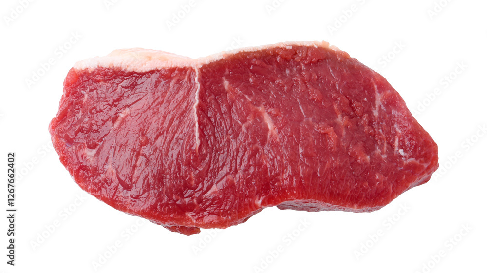 Piece of raw beef meat isolated on white Piece of raw beef meat isolated on white