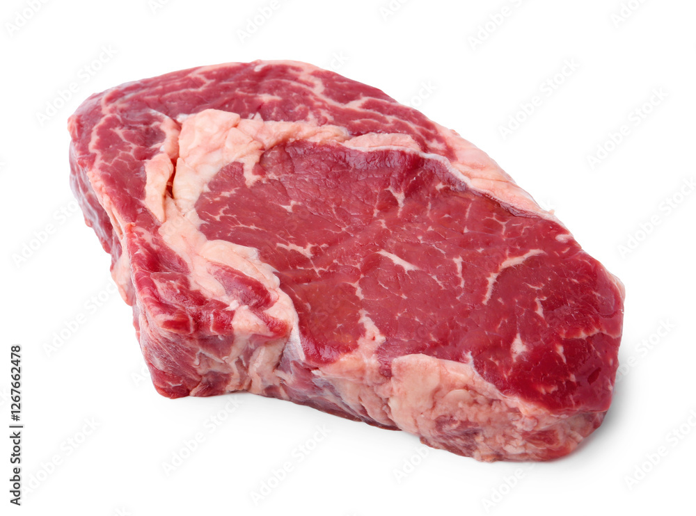 Piece of raw beef meat isolated on white Piece of raw beef meat isolated on white