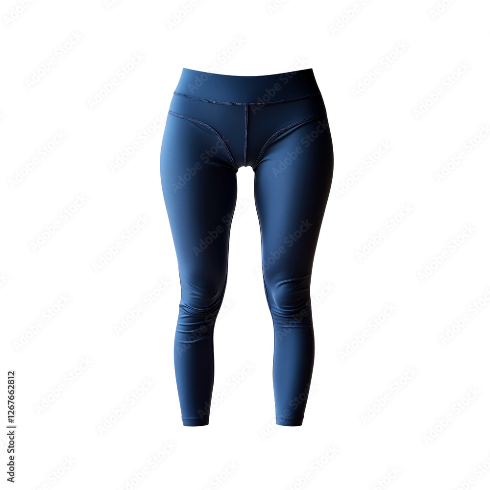 Women's Dark Blue Athletic Leggings - Front View Studio Shot Women's Dark Blue Athletic Leggings - Front View Studio Shot