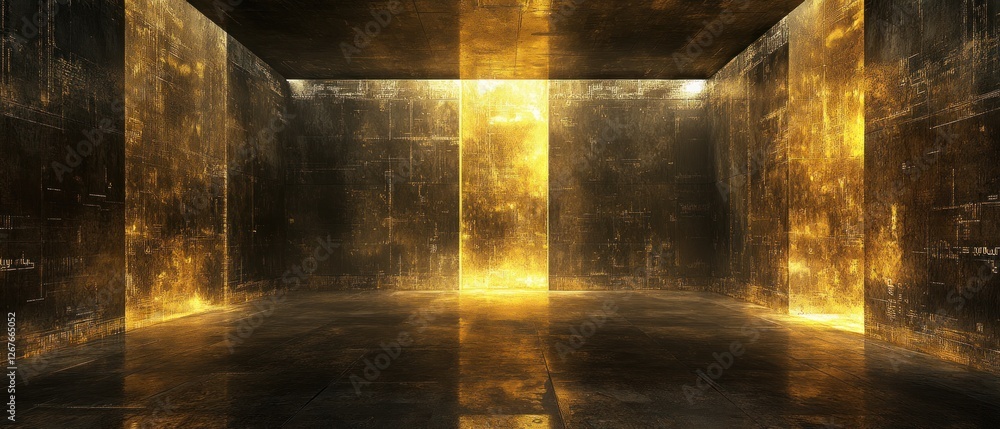 Glowing Golden Room: Abstract Digital Art Glowing Golden Room: Abstract Digital Art