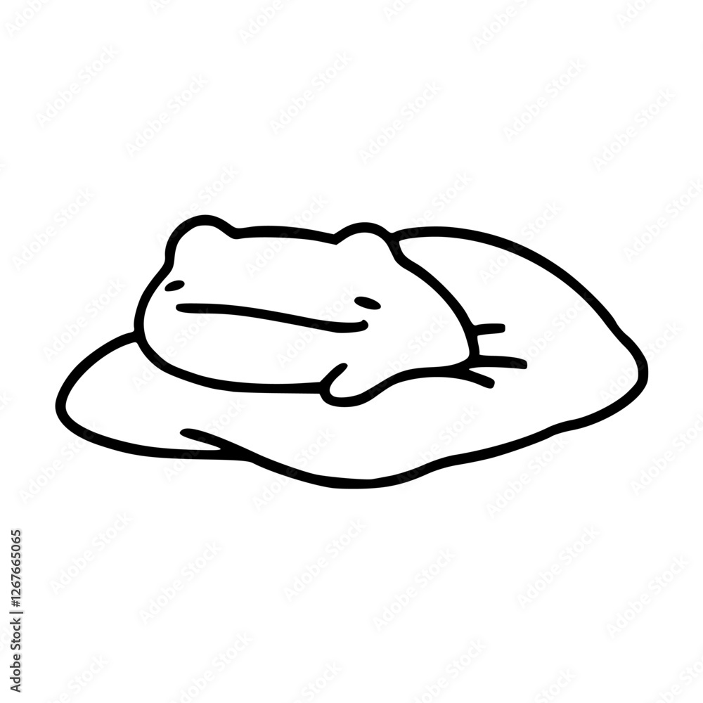 a black and white drawing of a cute cartoon frog character a black and white drawing of a cute cartoon frog character