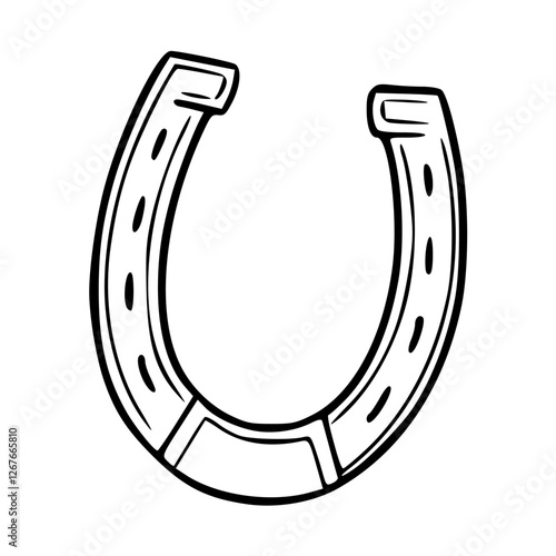 a black and white drawing of a lucky horseshoe symbol