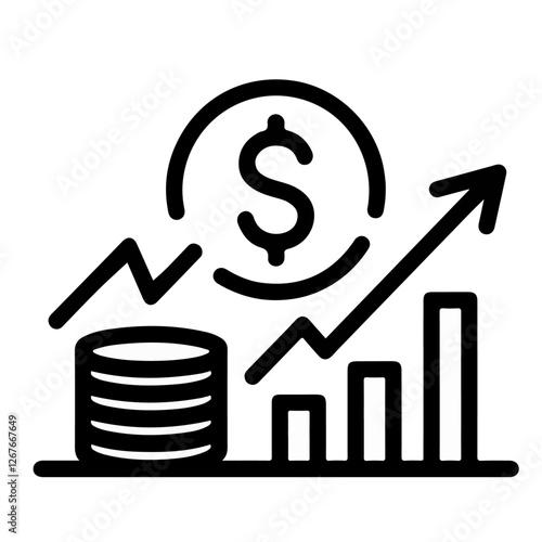 Financial growth chart icon representing business investment revenue profit economy stock market success wealth management analytics corporate finance and economic development in vector design