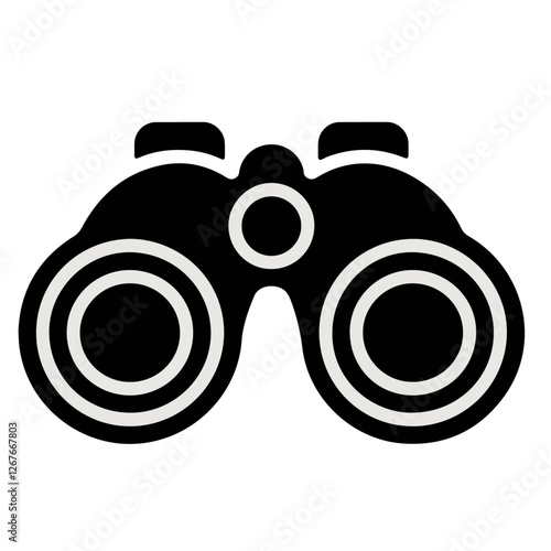 Minimalist binoculars icon symbolizing search exploration discovery vision travel adventure navigation spying and surveillance concept in vector design for digital applications