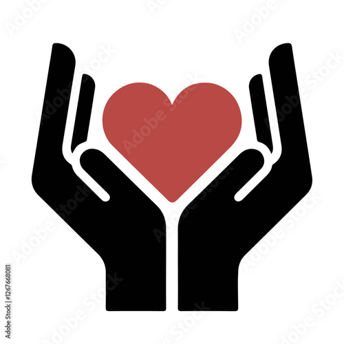 Hands Holding A Heart Icon Representing Care Compassion Support Charity And Love For Healthcare Nonprofits And Emotional Well-Being In Minimalist Design