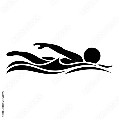 Swimming Icon Representing Aquatic Sports Swimming Training And Water Activities For Fitness And Competitive Swimming Events