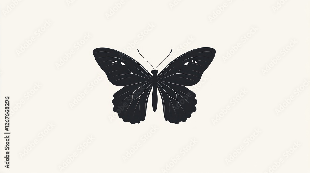Butterfly silhouette on plain backdrop for graphic design Butterfly silhouette on plain backdrop for graphic design