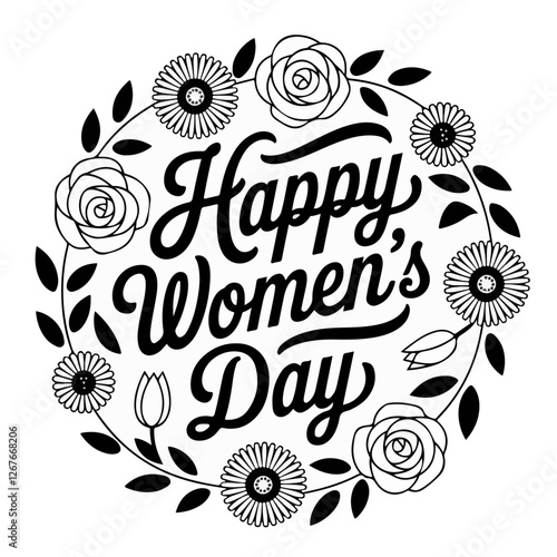 Circular Happy Women's Day Text Design For International Women's Day Celebrations Event Promotions And Greeting Cards