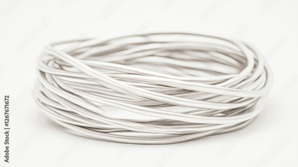 Silver bangles nest, white background, jewelry Silver bangles nest, white background, jewelry