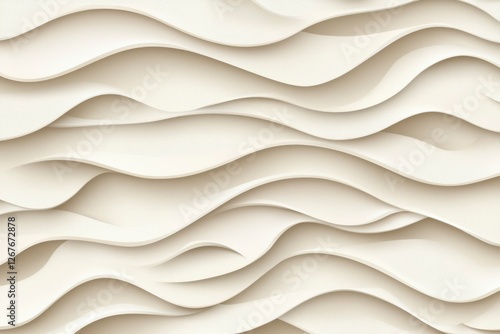 Abstract 3D wavy pattern background. Beige paper waves for surface design use