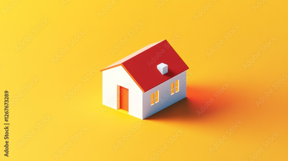 Simple 3D model house on bright background. Possible use Stock photo for design, education, or presentation Simple 3D model house on bright background. Possible use Stock photo for design, education, or presentation