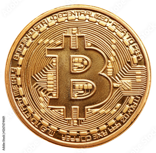 Wallpaper Mural Close Up Golden Bitcoin Cryptocurrency with Intricate Design on Transparent Background Torontodigital.ca