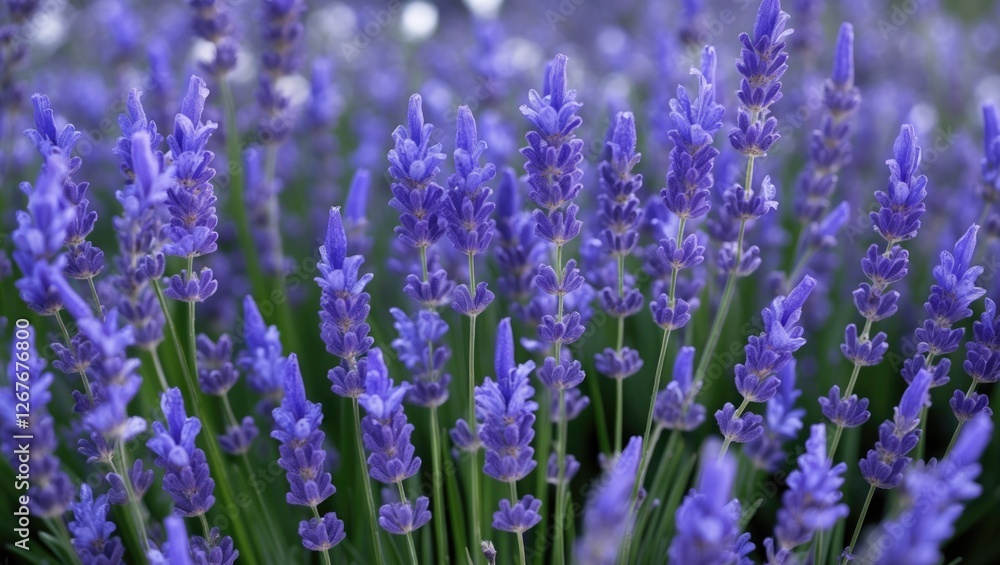 Lavender flowers in full bloom creating a vibrant and calming garden backdrop, showcasing their rich purple hues and lush green foliage. Lavender flowers in full bloom creating a vibrant and calming garden backdrop, showcasing their rich purple hues and lush green foliage.