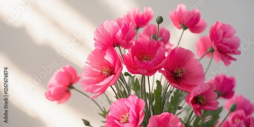 Vibrant Pink Flowers in a Bouquet with Soft Natural Light and Space for Text or Graphics