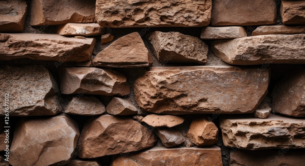 Brown stone texture wall close-up showcasing natural ruggedness and earthy tones ideal for backgrounds and design projects. Brown stone texture wall close-up showcasing natural ruggedness and earthy tones ideal for backgrounds and design projects.